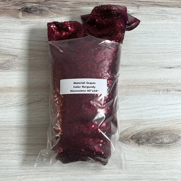 Fabric by the Yard Remnant Burgundy Red Sequin Mesh Fabric - Picture 2 of 4